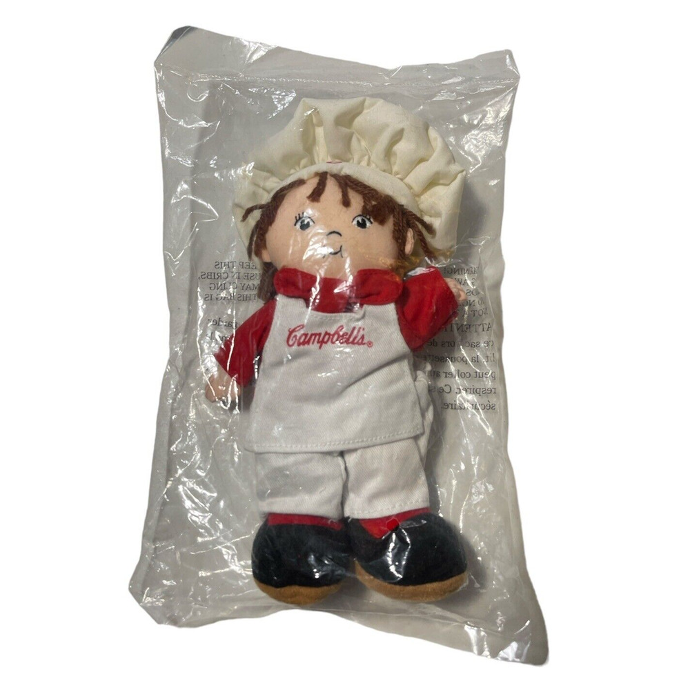 Vintage Campbell's Soup Kids BOY CHEF beanbag plush 7" NEW NIP Stuffed Doll Toy